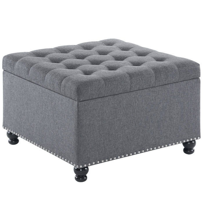 Audel Linen Upholstered Storage Ottoman