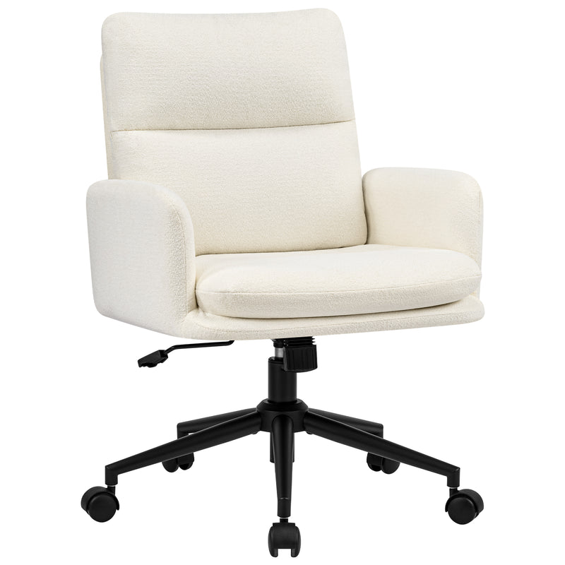 Modern Home Office Desk Chair With High Backrest，Chenille Upholstered Accent Chair With Wheels,Adjustable Swivel Computer Chair With Plush Curved Back,Fashion Vanity Stool Home Office Chair For Home Office,Study Room