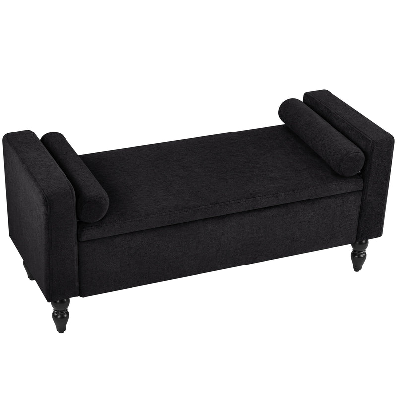 45.7’’ Linen Storage Ottoman Bench With Round Cushion