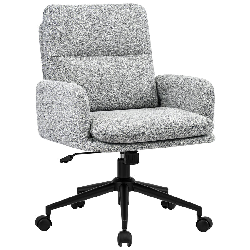 Modern Home Office Desk Chair With High Backrest，Chenille Upholstered Accent Chair With Wheels,Adjustable Swivel Computer Chair With Plush Curved Back,Fashion Vanity Stool Home Office Chair For Home Office,Study Room