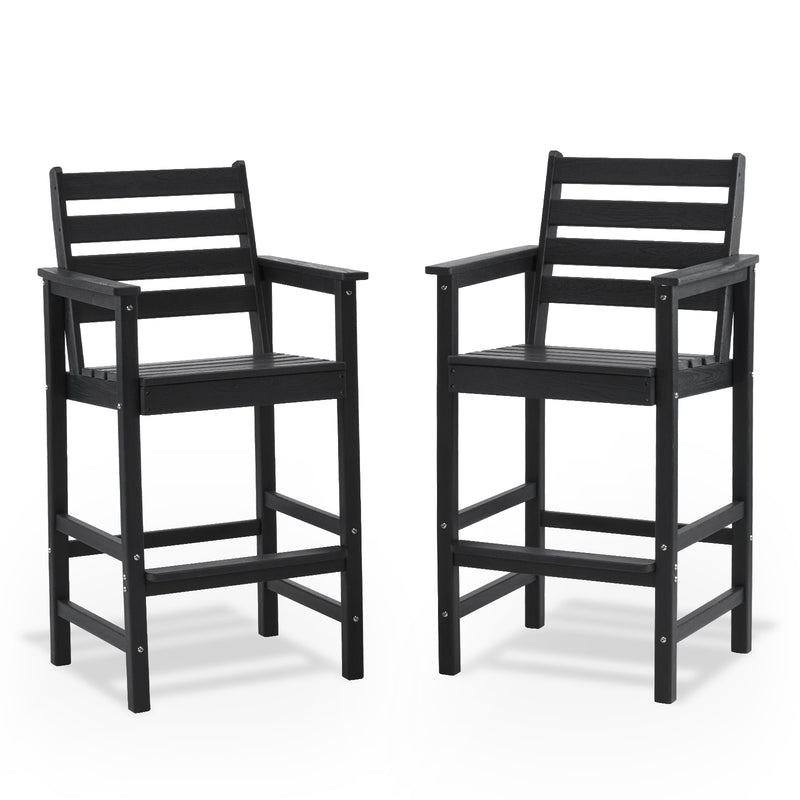 Outdoor Tall Adirondack Bar Chairs Set of 2,All-Weather HDPE Outdoor Bar Stools For Poolside