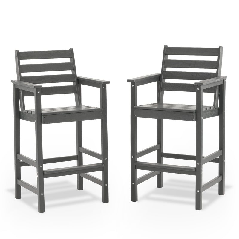 Outdoor Tall Adirondack Bar Chairs Set of 2,All-Weather HDPE Outdoor Bar Stools For Poolside