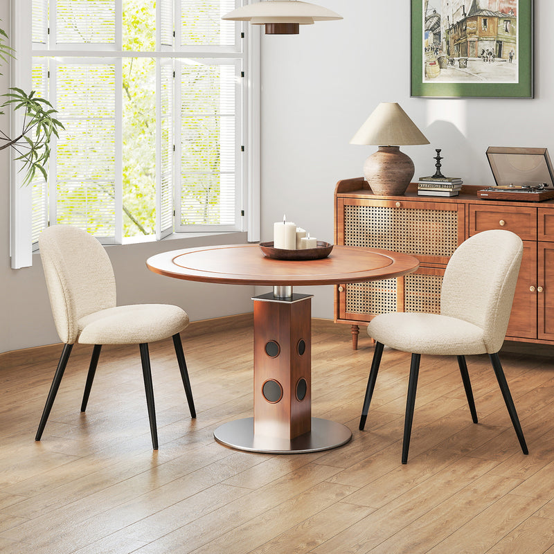 2-PCS Modern Chenille Dining Chairs Comfortable Armless Chairs With Mid Backrest