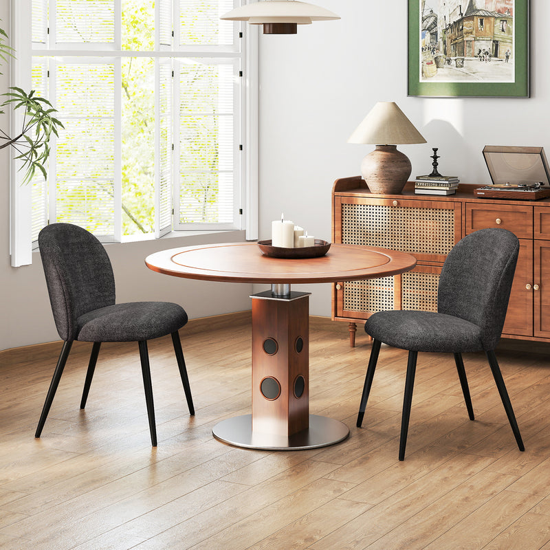 2-PCS Modern Chenille Dining Chairs Comfortable Armless Chairs With Mid Backrest