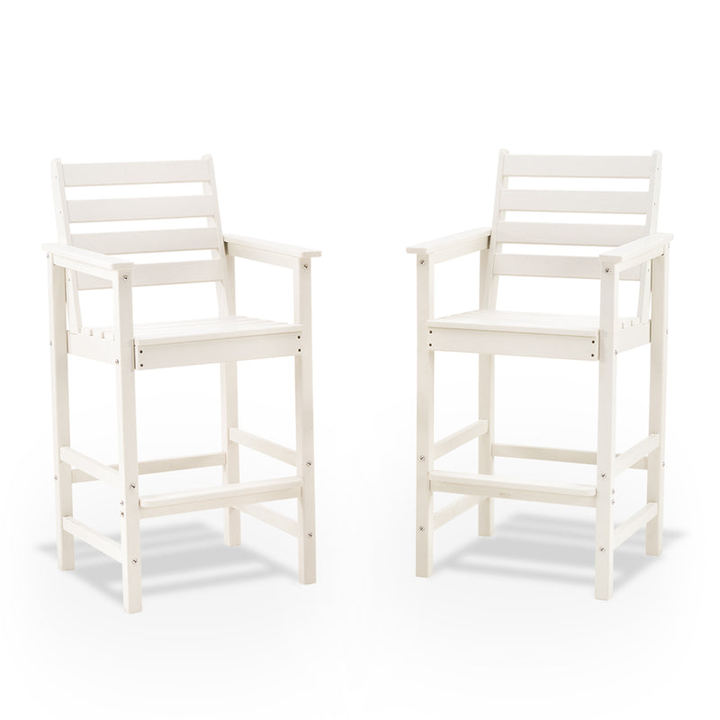 Outdoor Tall Adirondack Bar Chairs Set of 2,All-Weather HDPE Outdoor Bar Stools For Poolside