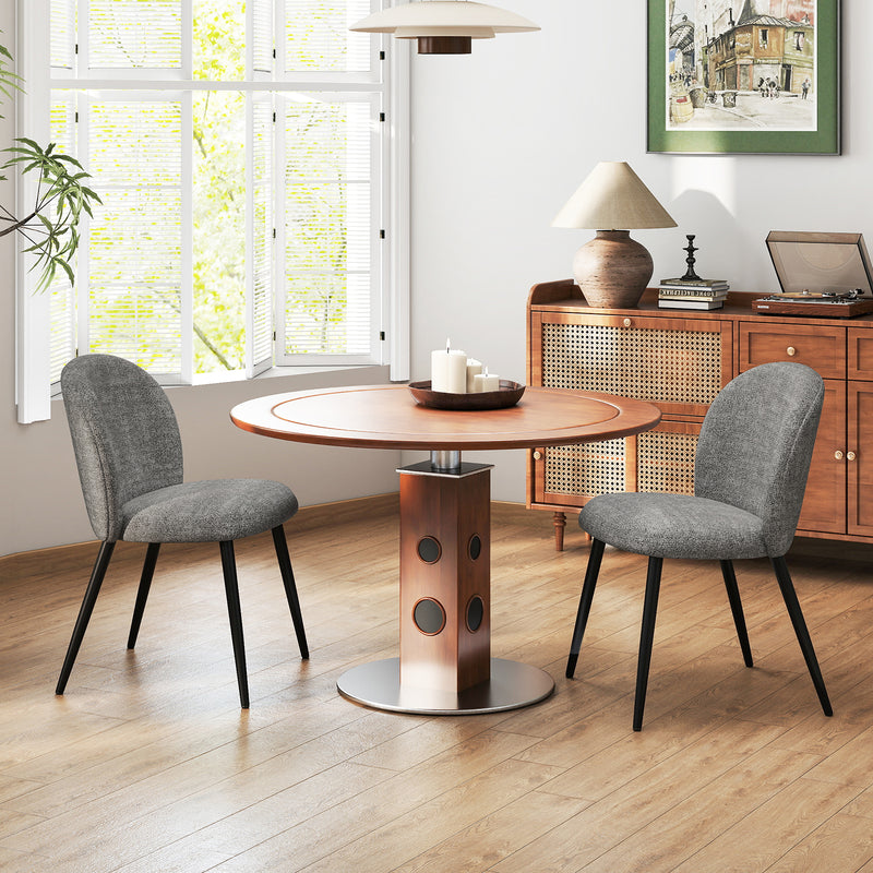 2-PCS Modern Chenille Dining Chairs Comfortable Armless Chairs With Mid Backrest