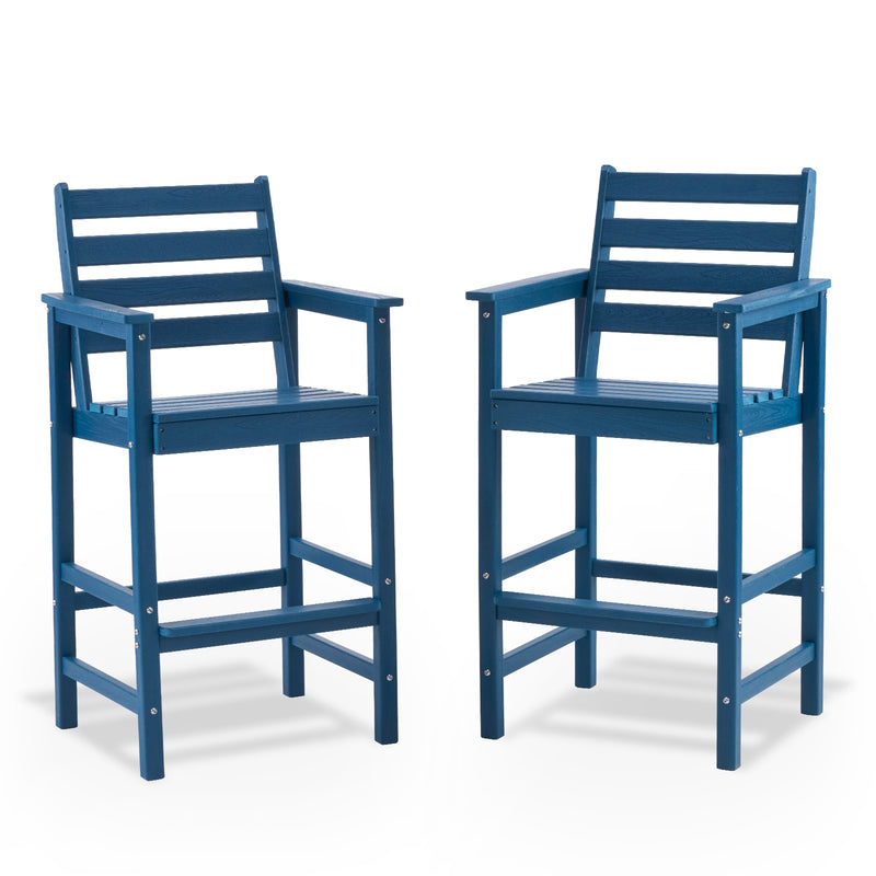 Outdoor Tall Adirondack Bar Chairs Set of 2,All-Weather HDPE Outdoor Bar Stools For Poolside