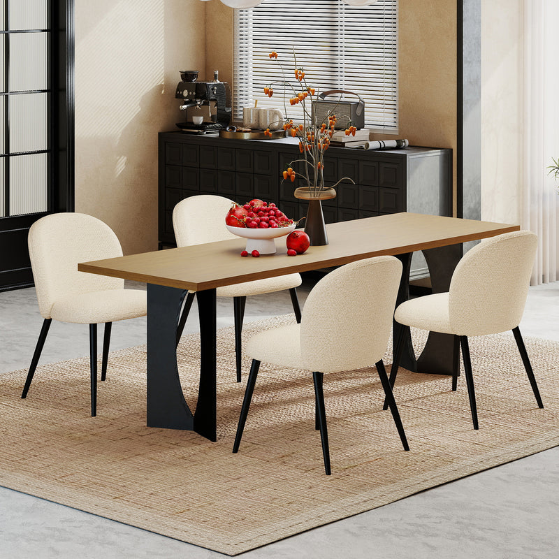 2-PCS Modern Chenille Dining Chairs Comfortable Armless Chairs With Mid Backrest