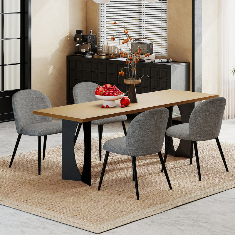 2-PCS Modern Chenille Dining Chairs Comfortable Armless Chairs With Mid Backrest