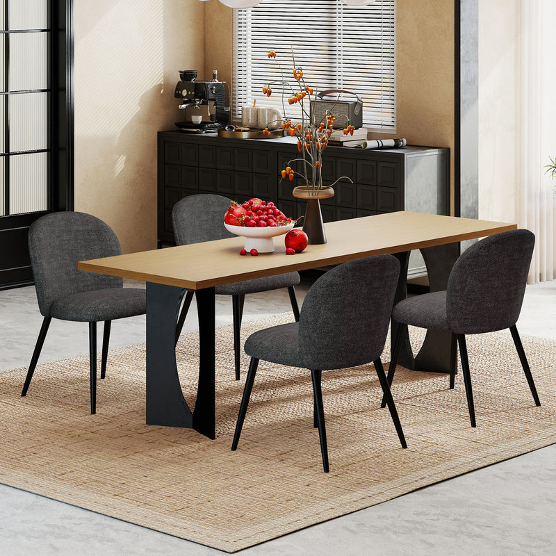 2-PCS Modern Chenille Dining Chairs Comfortable Armless Chairs With Mid Backrest