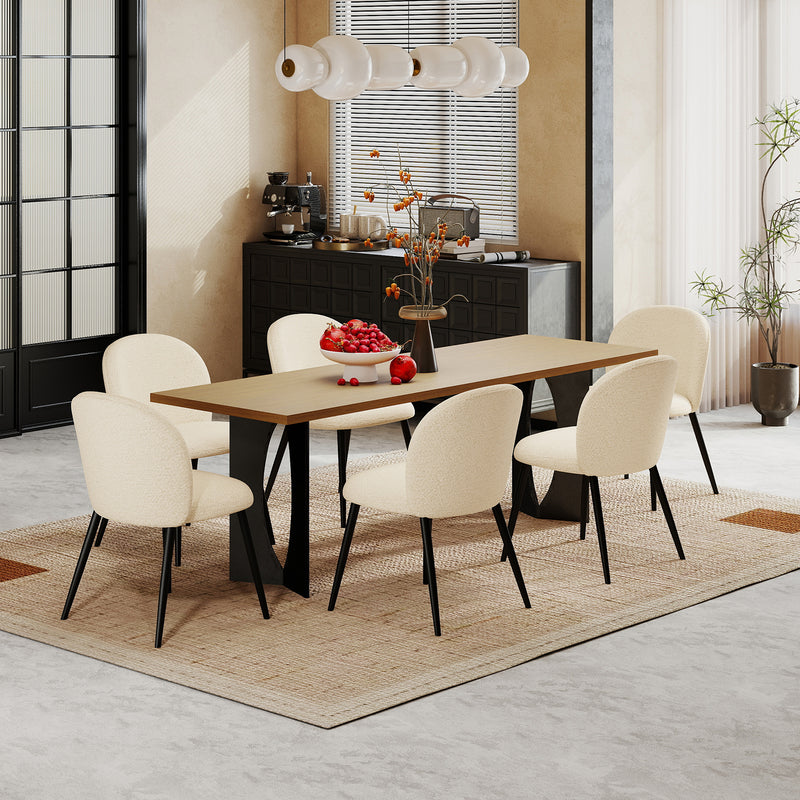 2-PCS Modern Chenille Dining Chairs Comfortable Armless Chairs With Mid Backrest