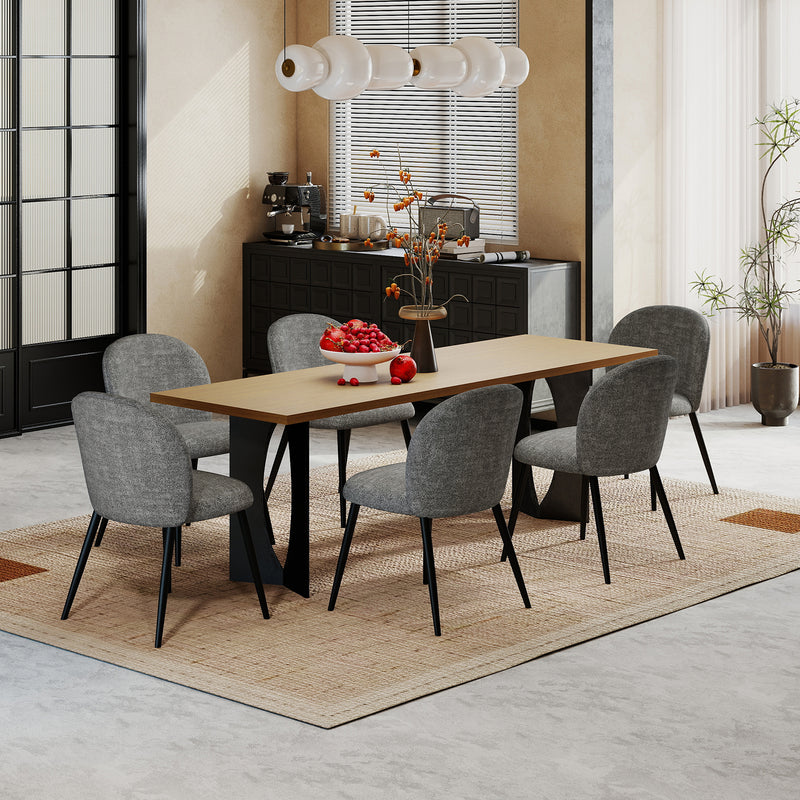 2-PCS Modern Chenille Dining Chairs Comfortable Armless Chairs With Mid Backrest