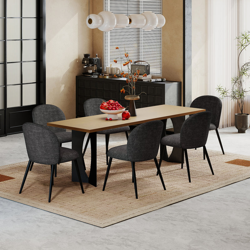 2-PCS Modern Chenille Dining Chairs Comfortable Armless Chairs With Mid Backrest