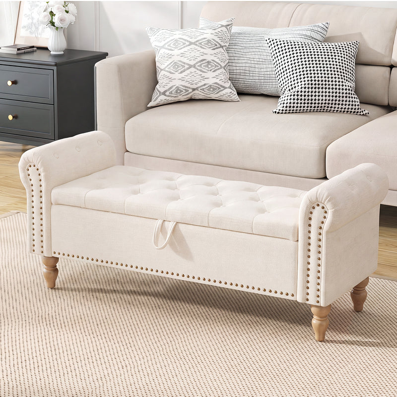 Button Tufted Storage Bedroom Bench