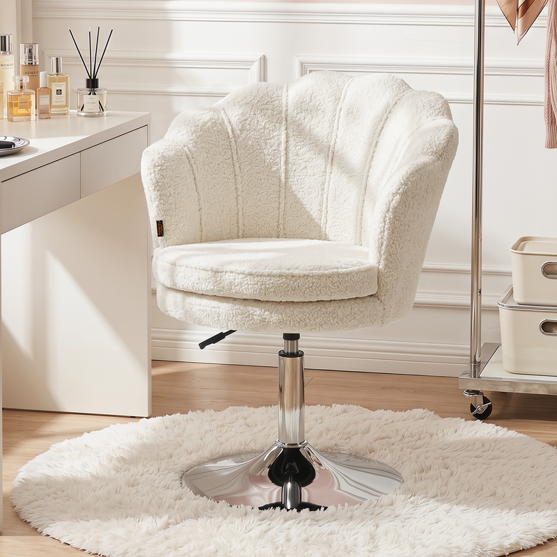 Swivel Makeup Chair with Ergonomic Lotus-Shaped Backrest