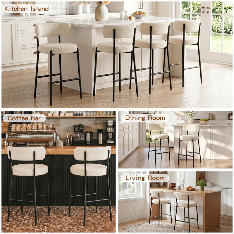 38’’ Upholstered Bar Chairs With Curved Backrest Set Of 2