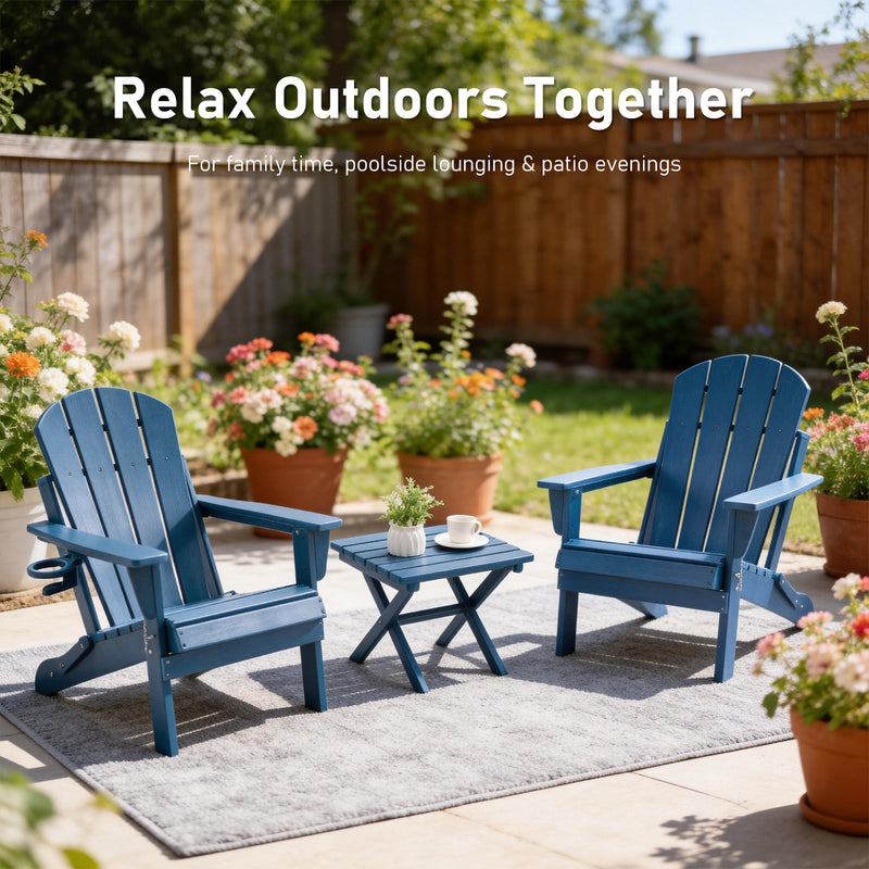 Folding Adirondack Chairs Set of 2, Outdoor HDPE Patio Chairs