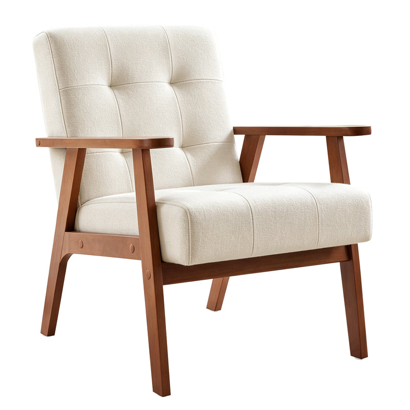 Modern PU Leather Accent Chair With Solid Wood Frame