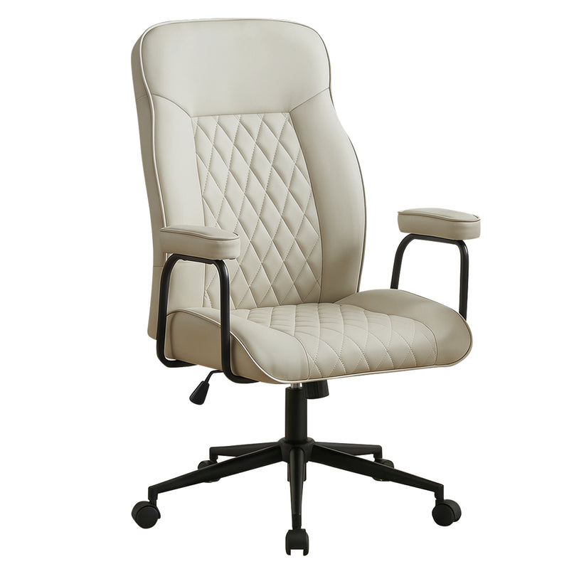 Furniliving Leather Home Office Desk Chair Mid Century Modern Office Chair With Lumbar Support