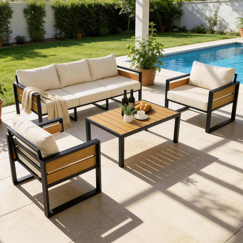 Furniliving  Patio Furniture Set, 2-Piece Steel Outdoor Sectional, 2-Seats Patio Conversation Set with Deep Seating