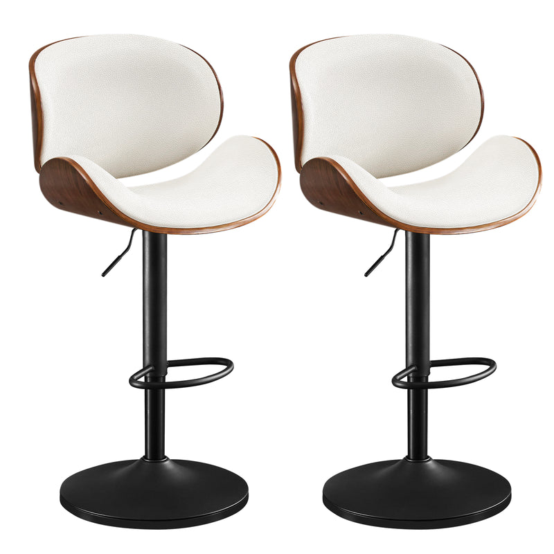 Upholstered Bar Stool Set Of 2 With Footrest