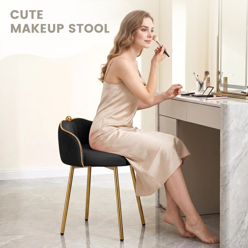 Furniliving Cute Vanity Chair With Golden Legs