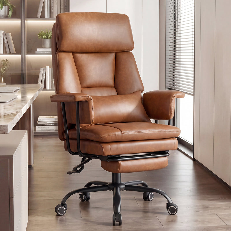 PU Leather High Back Executive Office Chair with Adjustable Lumbar Support