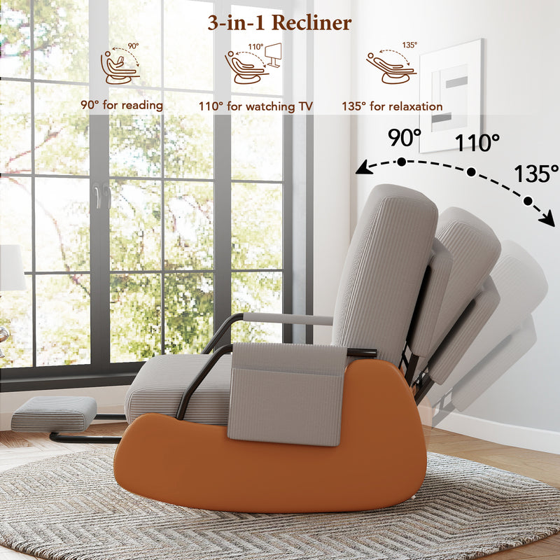 Upholstered Nursery Glider Chair with Adjustable Recline & Retractable Footrest