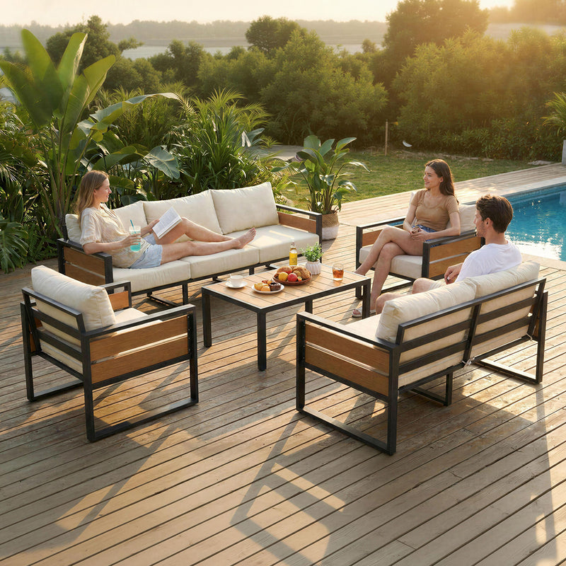 Furniliving  Patio Furniture Set, 2-Piece Steel Outdoor Sectional, 2-Seats Patio Conversation Set with Deep Seating