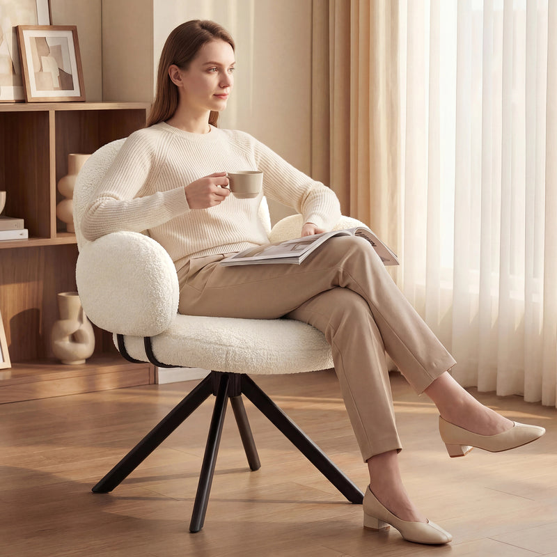 Cute Swivel Teddy Vanity Chair With Round Shaped