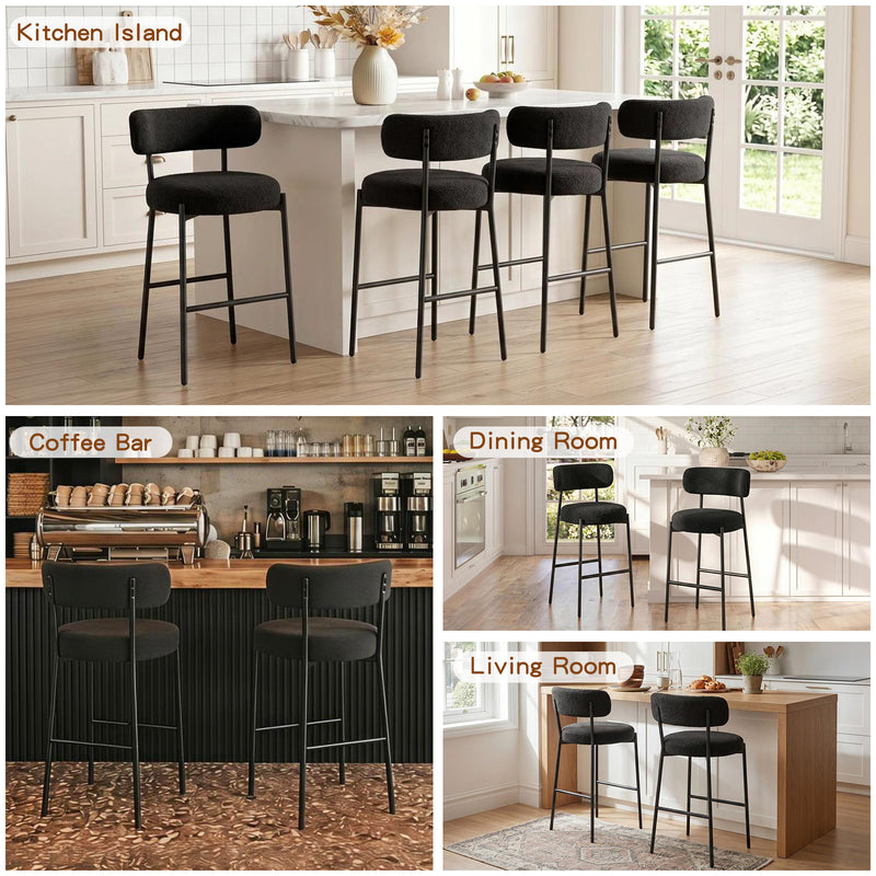 38’’ Upholstered Bar Chairs With Curved Backrest Set Of 2