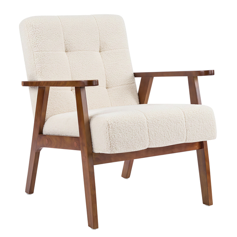 Modern PU Leather Accent Chair With Solid Wood Frame
