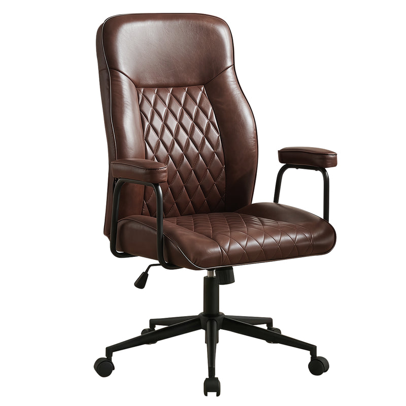 Furniliving Leather Home Office Desk Chair Mid Century Modern Office Chair With Lumbar Support