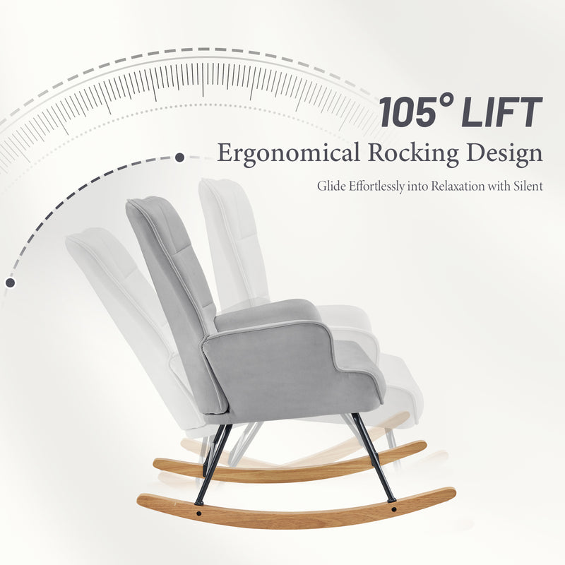 Nursery Rocking Chair Upholstered Glider Rocking Chair Modern Accent Chair Padded Seat Reading Chair