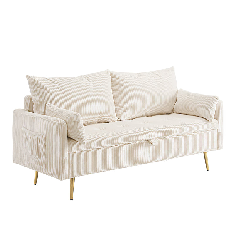 Furniliving Corduroy Upholstered Loveseat With Storage