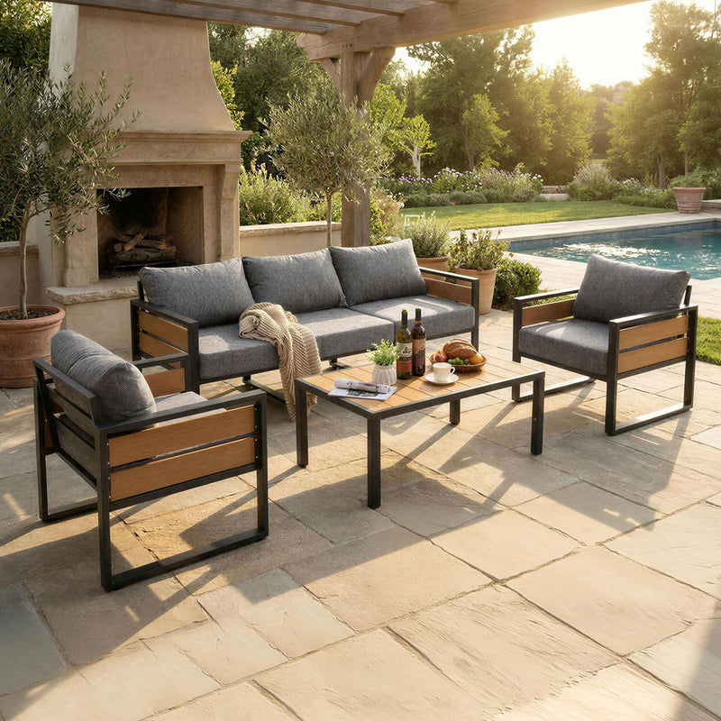 Furniliving  Patio Furniture Set, 2-Piece Steel Outdoor Sectional, 2-Seats Patio Conversation Set with Deep Seating