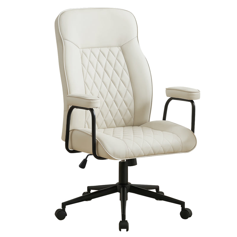 Furniliving Leather Home Office Desk Chair Mid Century Modern Office Chair With Lumbar Support