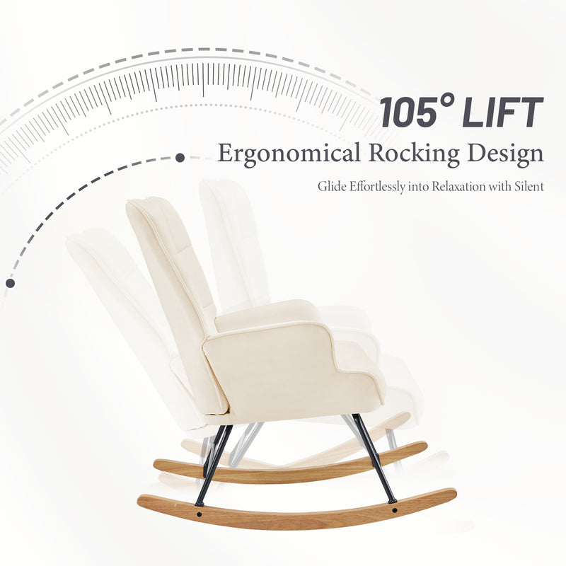Nursery Rocking Chair Upholstered Glider Rocking Chair Modern Accent Chair Padded Seat Reading Chair