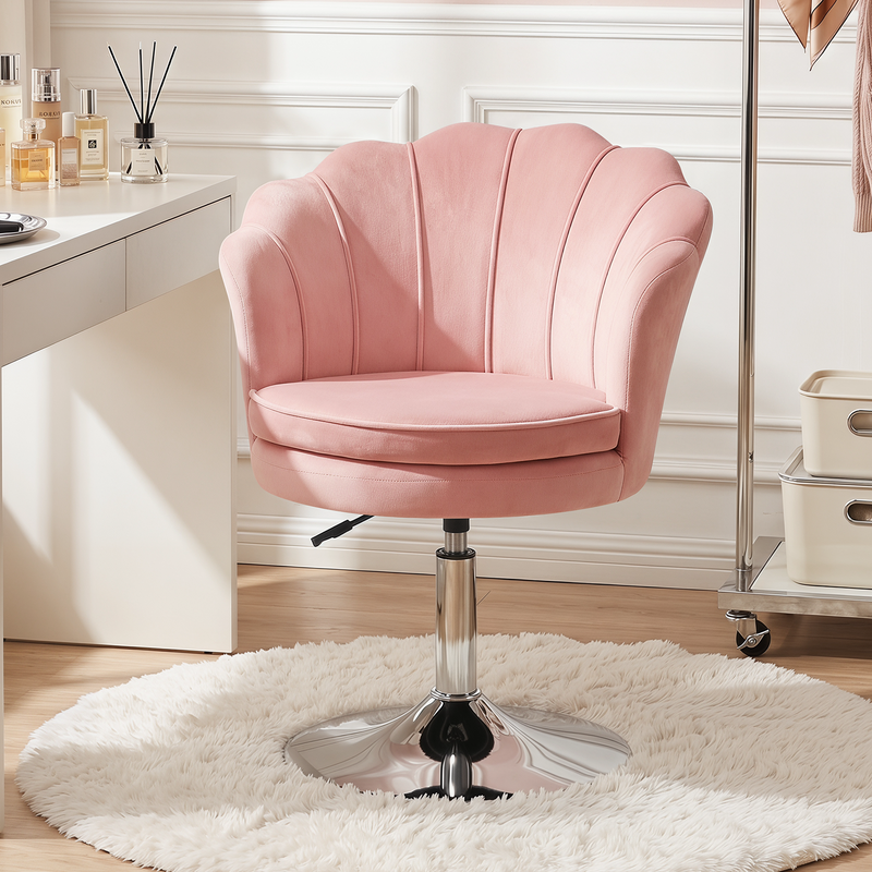 Swivel Makeup Chair with Ergonomic Lotus-Shaped Backrest