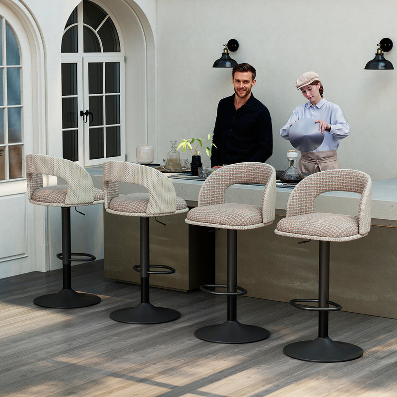 Adjustable Outdoor HDPE Bar Stools Set of 2, Waterproof Textilene Swivel Patio Bar Chairs