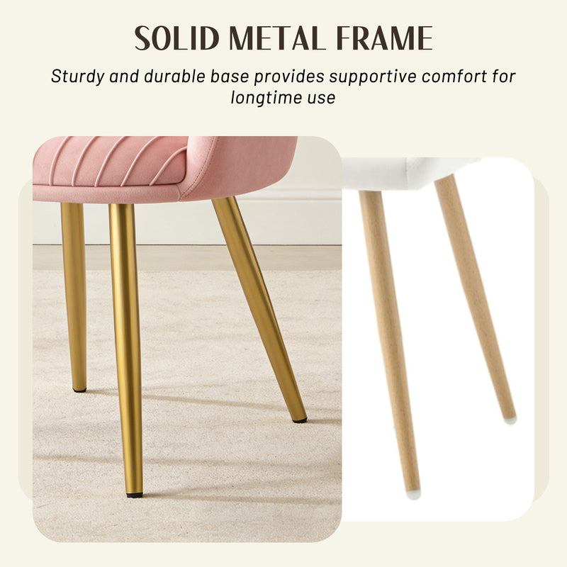 Makeup Vanity Chair Velevt Upholstered Side Chair with Metal Legs