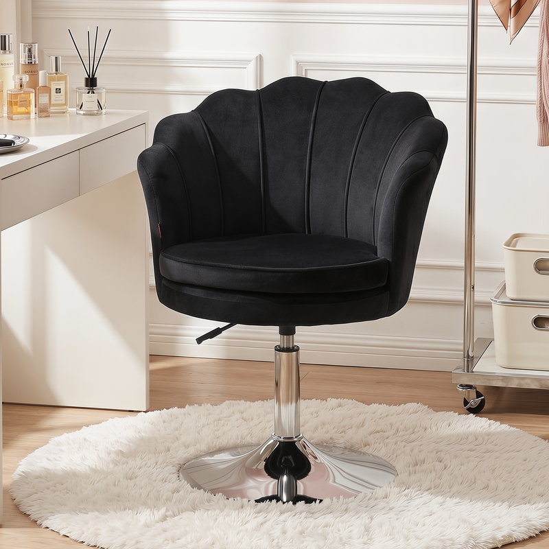 Swivel Makeup Chair with Ergonomic Lotus-Shaped Backrest