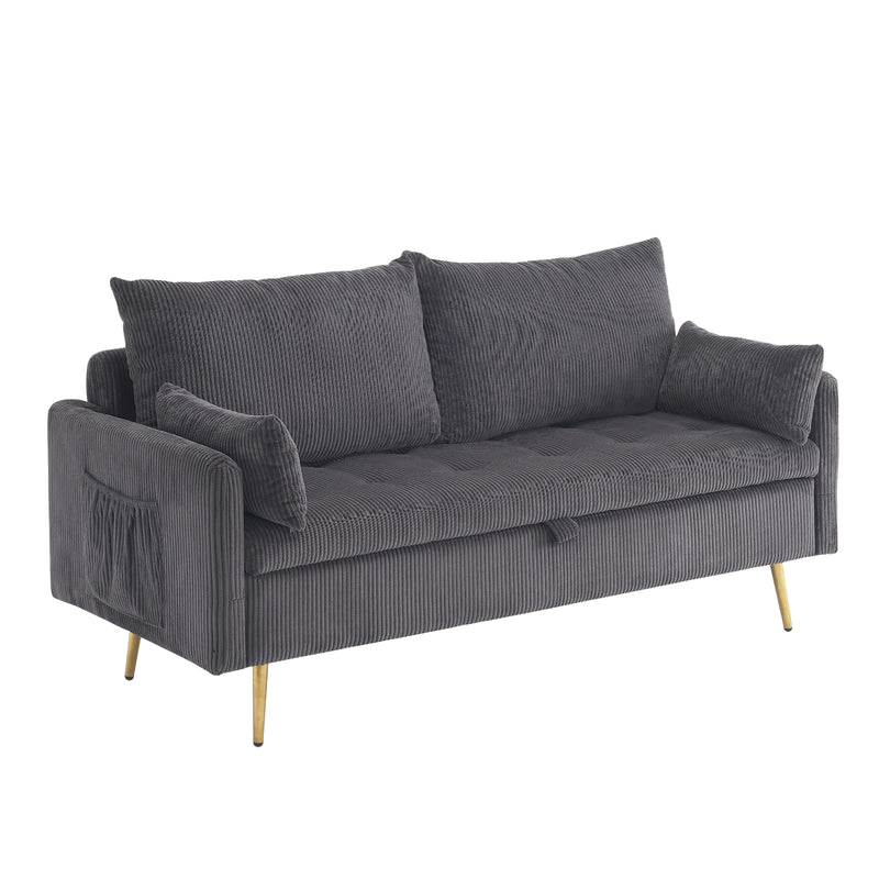 Furniliving Corduroy Upholstered Loveseat With Storage