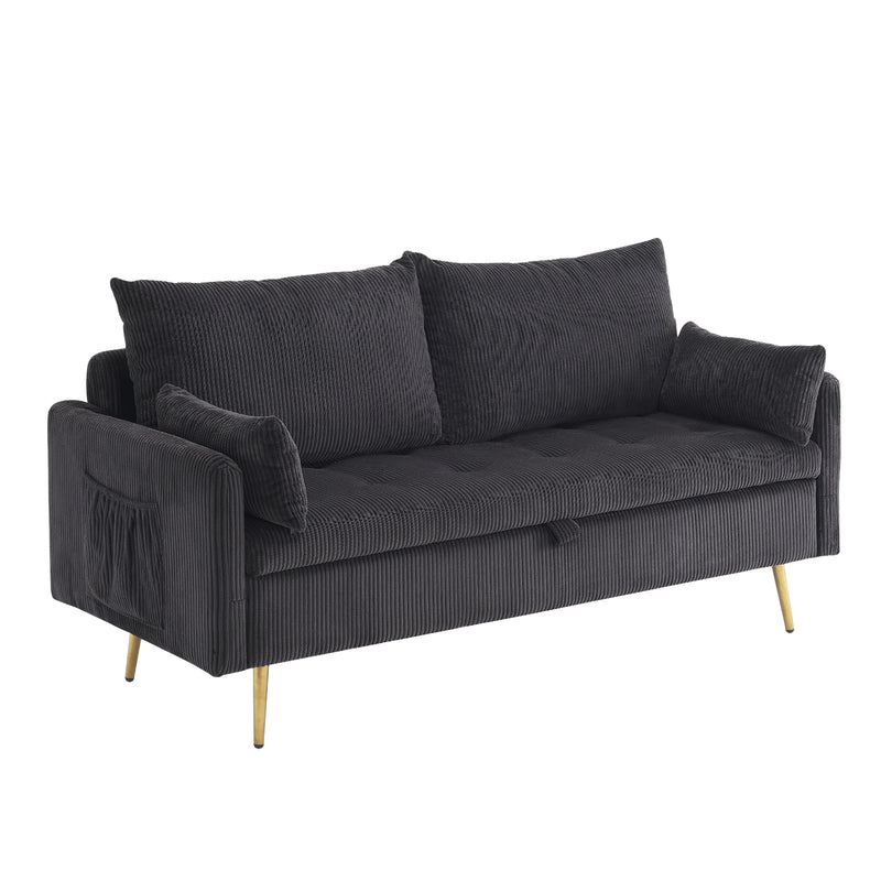 Furniliving Corduroy Upholstered Loveseat With Storage