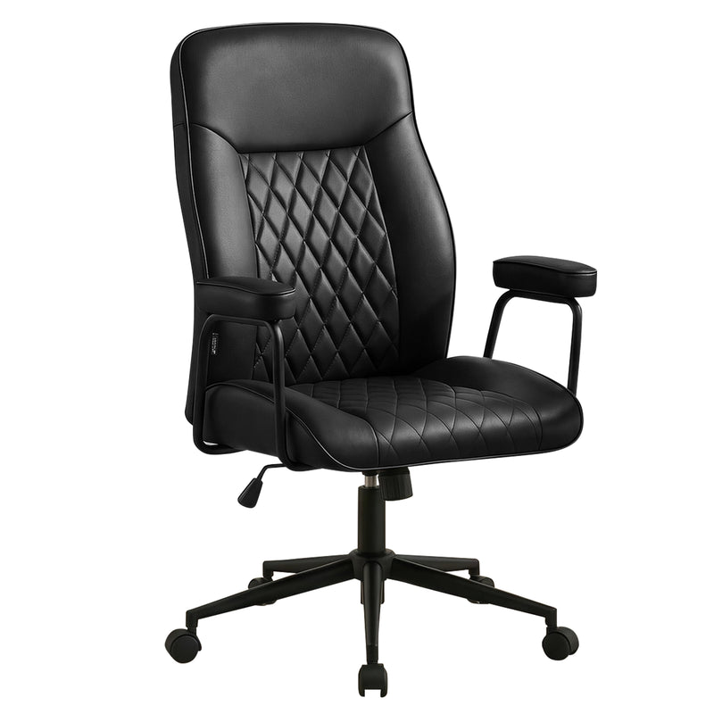 Furniliving Leather Home Office Desk Chair Mid Century Modern Office Chair With Lumbar Support