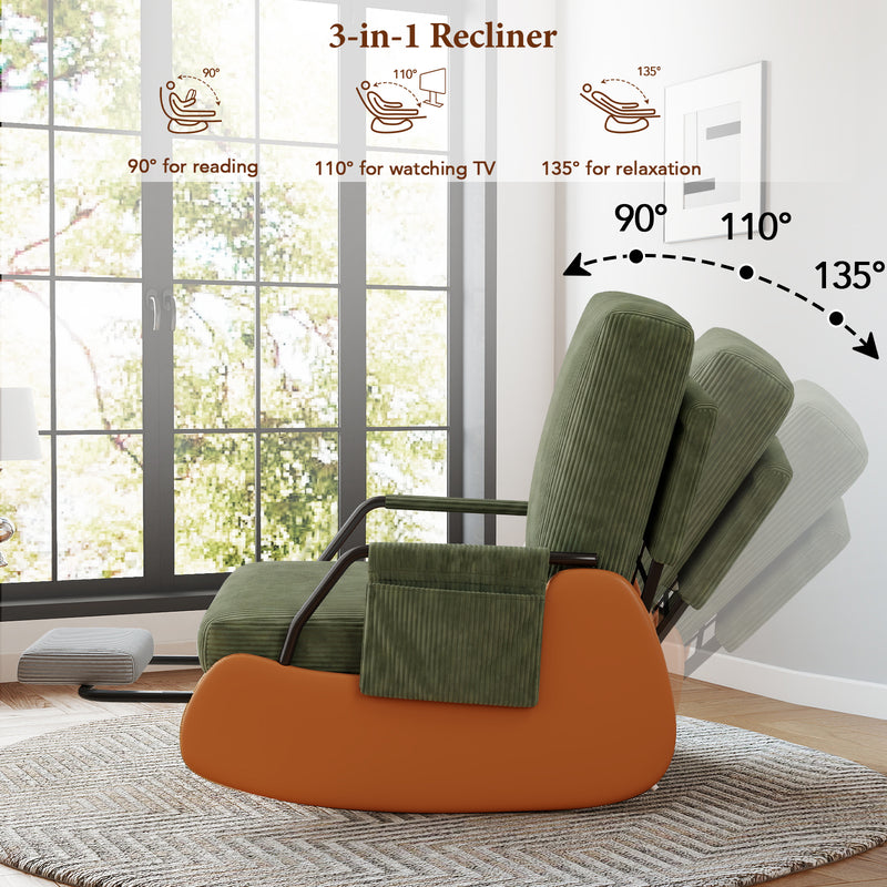 Upholstered Nursery Glider Chair with Adjustable Recline & Retractable Footrest