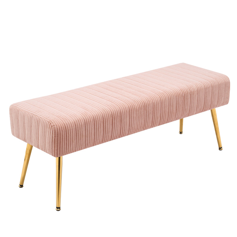 44.75" End of Bed Bench,Modern Tufted Velvet Ottoman Bench With Gold Legs