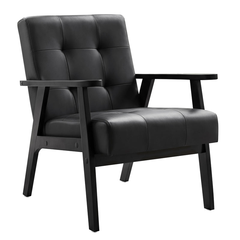 Modern PU Leather Accent Chair With Solid Wood Frame