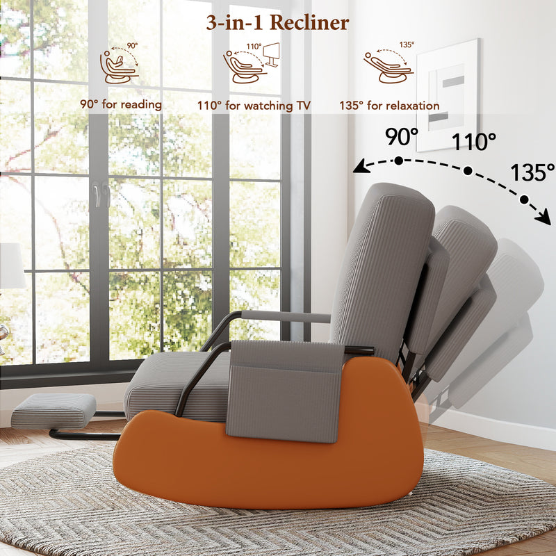 Upholstered Nursery Glider Chair with Adjustable Recline & Retractable Footrest