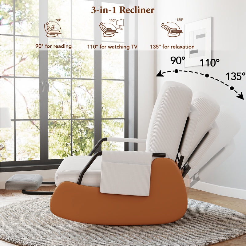 Upholstered Nursery Glider Chair with Adjustable Recline & Retractable Footrest